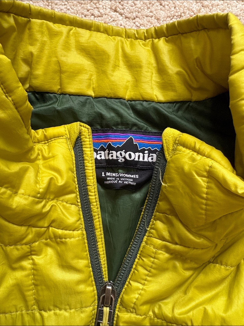 Patagonia Nano Puff Vest Lime neon Green men’s large - Picture 3 of 9